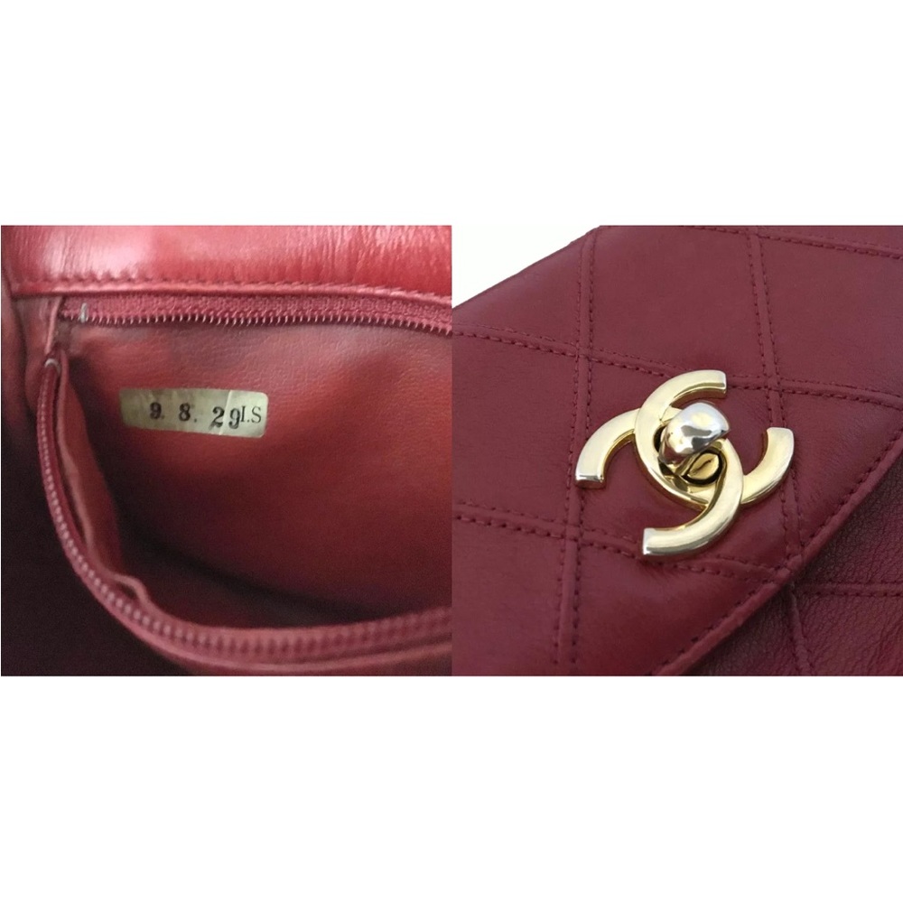 CHANEL Quilted Matelasse CC Logo Lambskin Waist Pouch Bum Bag Red Size 70 - Picture 11 of 11